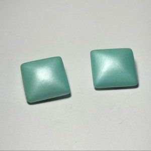 Vintage Square Turquoise Clip On Earrings